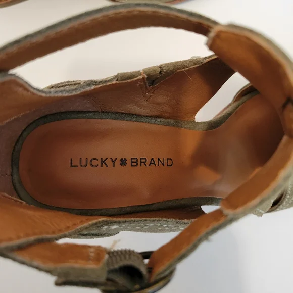 NWOT Lucky Brand Lukili Women's Sandals Wedge Ankle Strap Moss Green Size US 7 - Picture 11 of 11